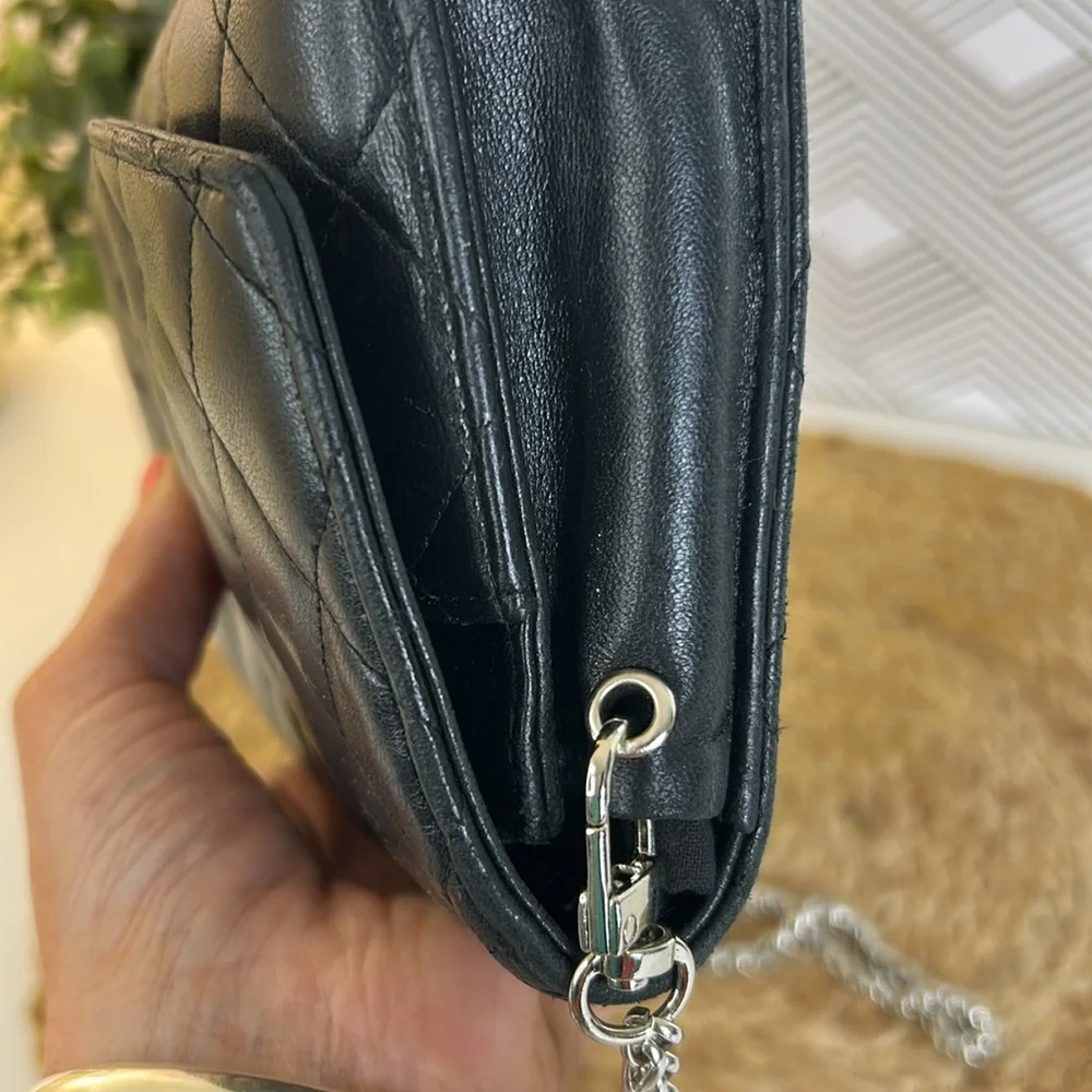 Chanel Black Quilted wallet on a chain(WOC)-black and silver - Picture 8 of 17